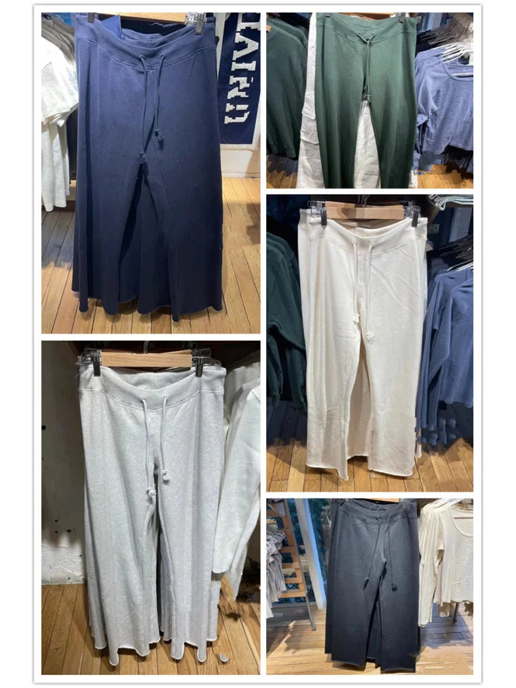 Women’s Soft Cotton Wide-Leg Pants – Vintage Low Waist Drawstring Trousers, Casual Summer Fashion