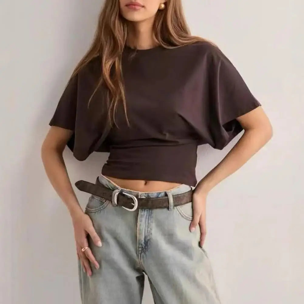 Women’s Casual Solid Color T-Shirt – Stylish Breathable Round Neck Raglan Tee | Work & Everyday Wear