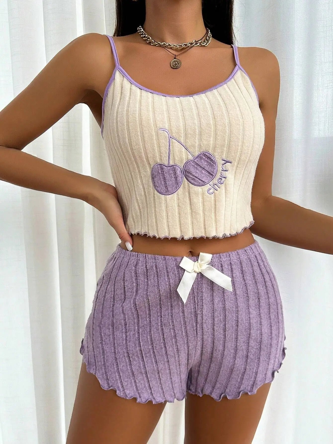 Women’s Casual Summer Pajama Set – Soft Halter Vest & Shorts | Simple Ground Wool Sleepwear & Loungewear