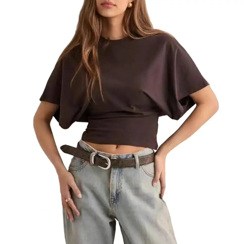 Women’s Casual Solid Color T-Shirt – Stylish Breathable Round Neck Raglan Tee | Work & Everyday Wear