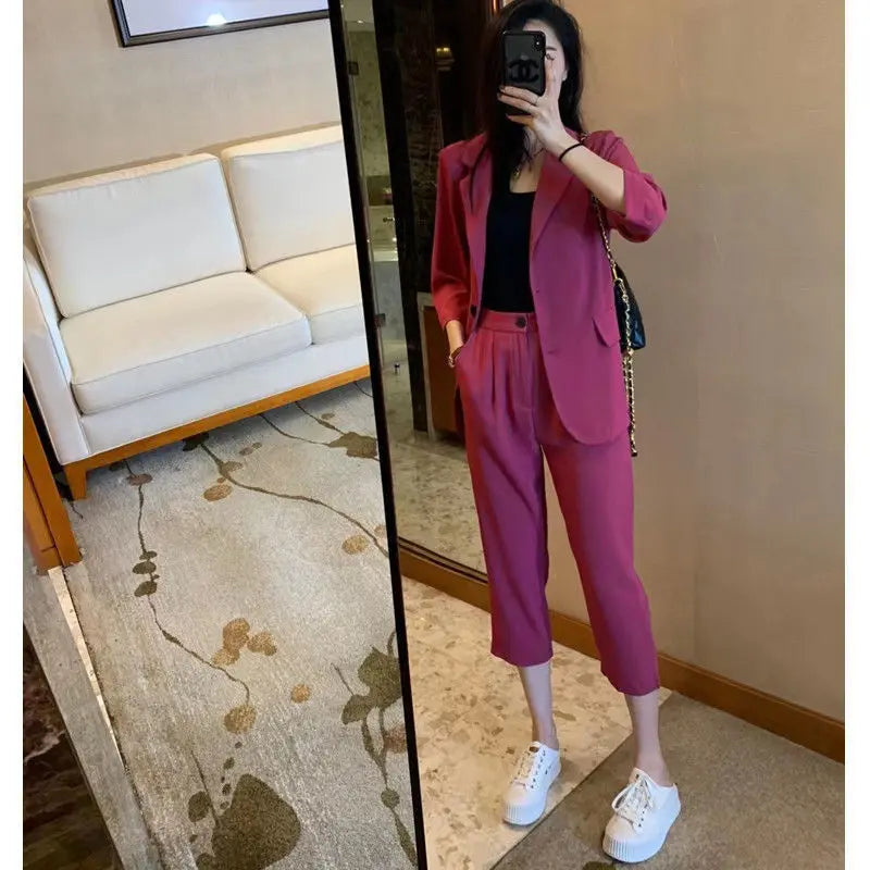 Women’s Casual Two-Piece Suit Set – Elegant Blazer & Pants Office Outfit | Fall 2025 Fashion