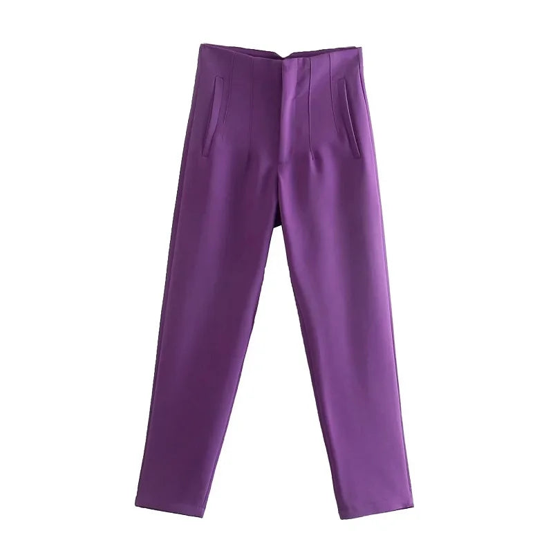 MUJER High-Waist Office Pants – Women’s Formal Pencil Trousers in Black, Pink & White