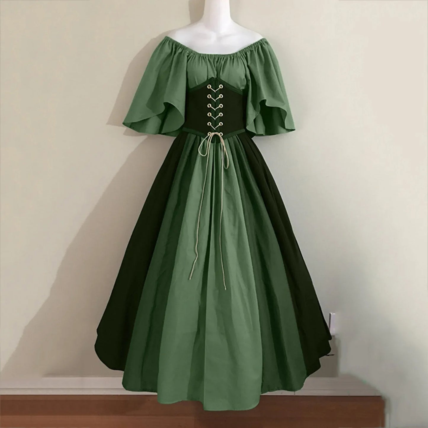 2025 Halloween Women’s Medieval Cosplay Costume – Retro Slim Swing One-Shoulder Dress for Love Live & Party