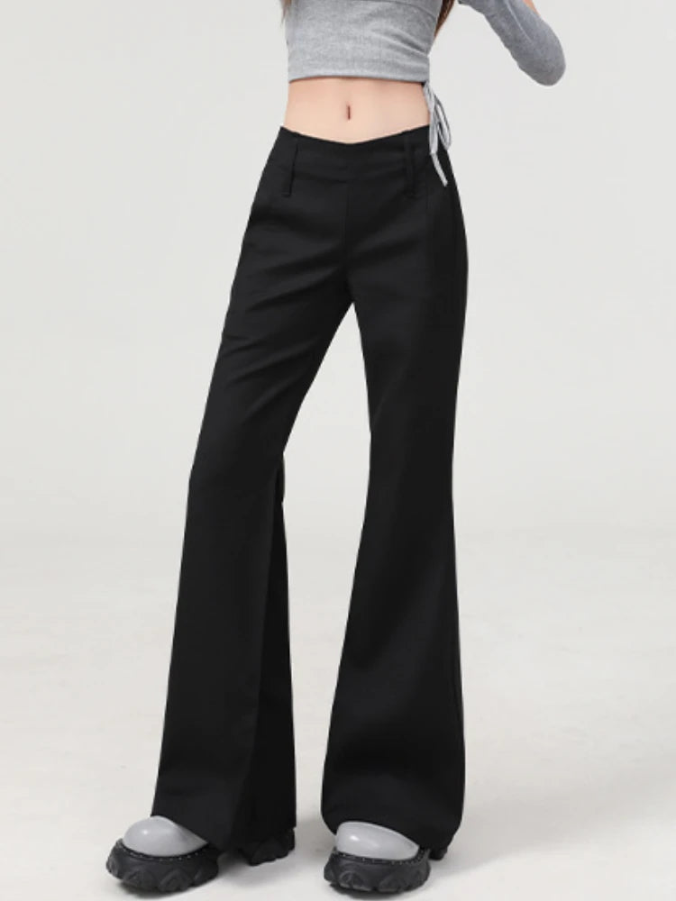 Women’s High-Waist Flare Pants – Solid Color Full-Length American Style Trousers | Straight-Leg All-Match Trendy Look