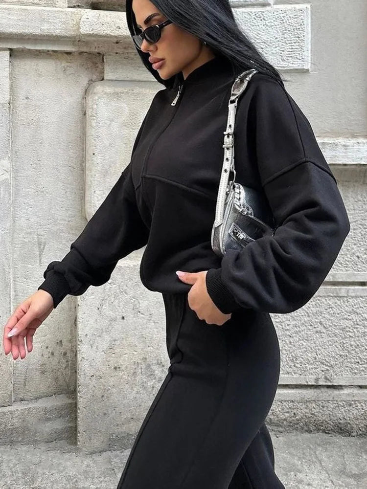 Women’s 2025 Casual Two-Piece Pants Set – Long-Sleeved Cardigan Sweatshirt & Trousers | Autumn & Winter Street Fashion