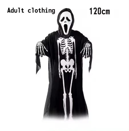 2025 Halloween Grim Reaper Cosplay Costume – Terrifying Skeleton Outfit for Kids & Adults with Ghost Robe and Sickle