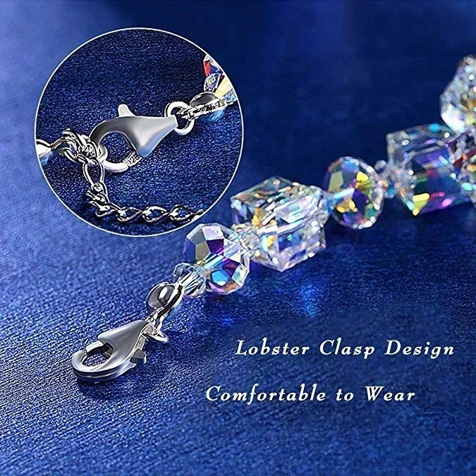 Delysia King Trendy Cube Crystal Bracelet – Luxurious Versatile Wrist Chain Jewelry for Women & Best Friend Gift