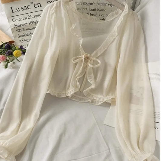 Women’s Lace Bow Summer Cardigan – Lightweight Sun Protection Blouse & Casual Top