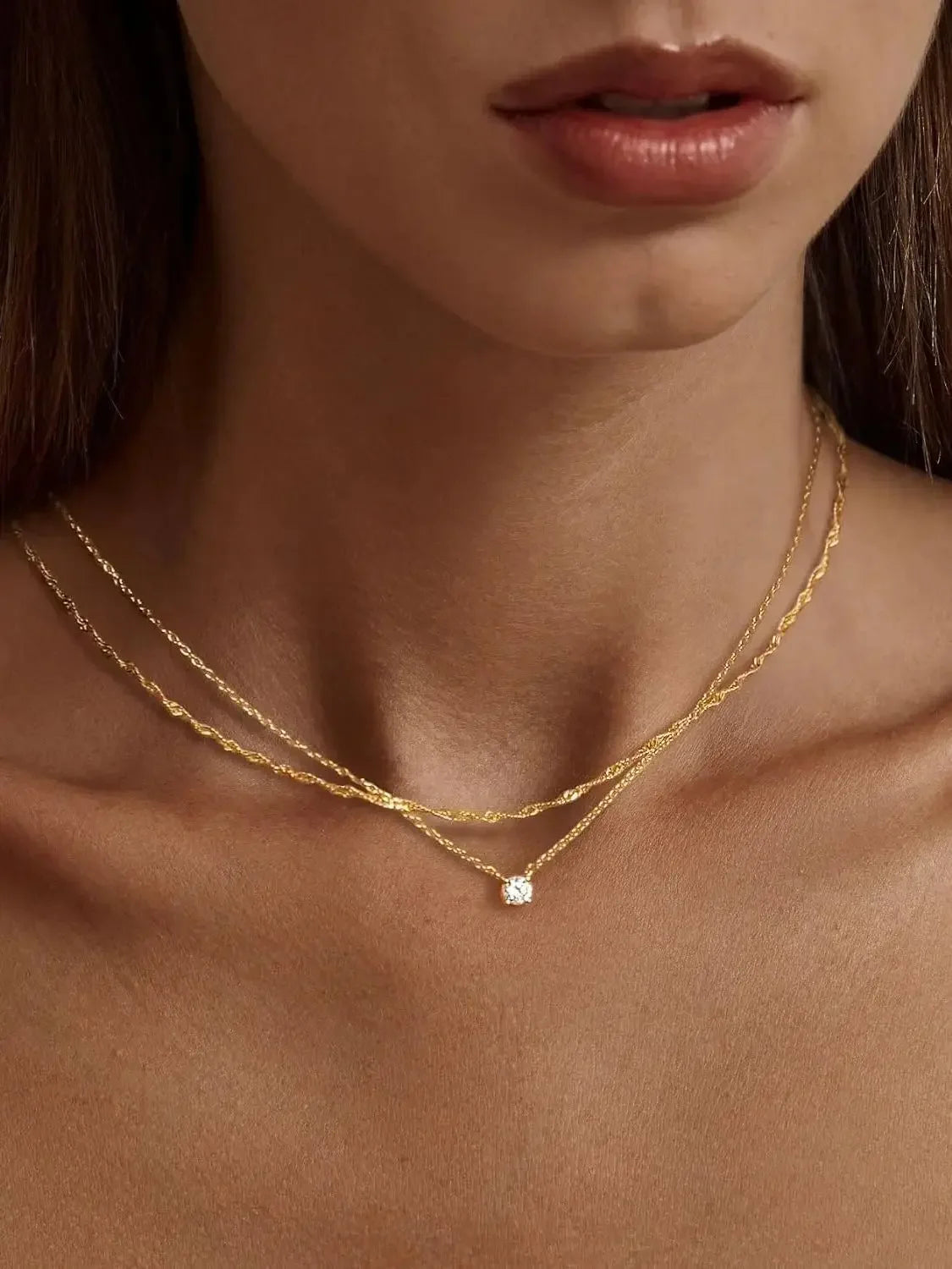 Diamond Choker Necklace for Women – 18K Gold or Sterling Silver Simple Gold-Plated Elegant Jewelry Gift
