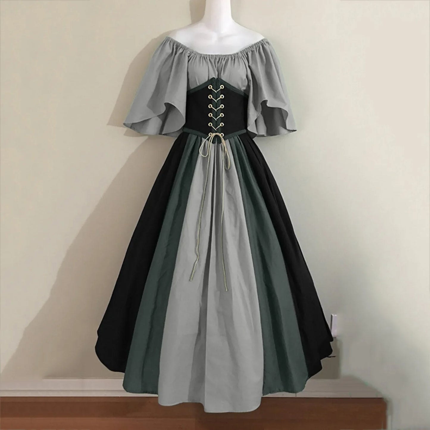 2025 Halloween Women’s Medieval Cosplay Costume – Retro Slim Swing One-Shoulder Dress for Love Live & Party