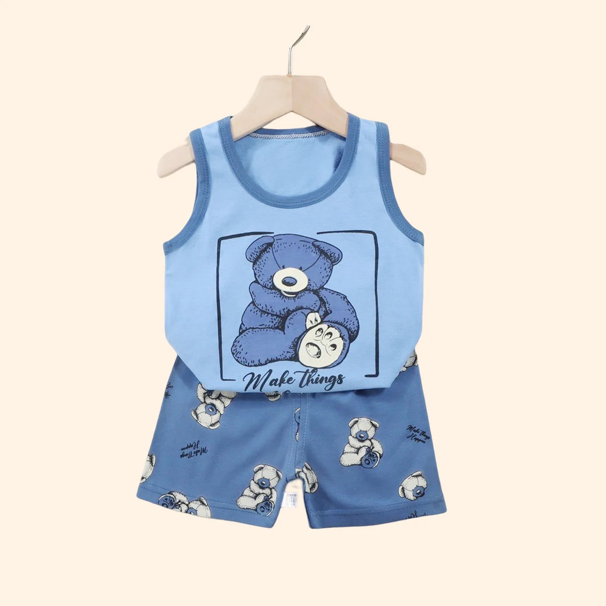 2PCS Children Summer Clothing Set – Cotton Vest & Shorts – Boys & Girls Sleeveless Outfit