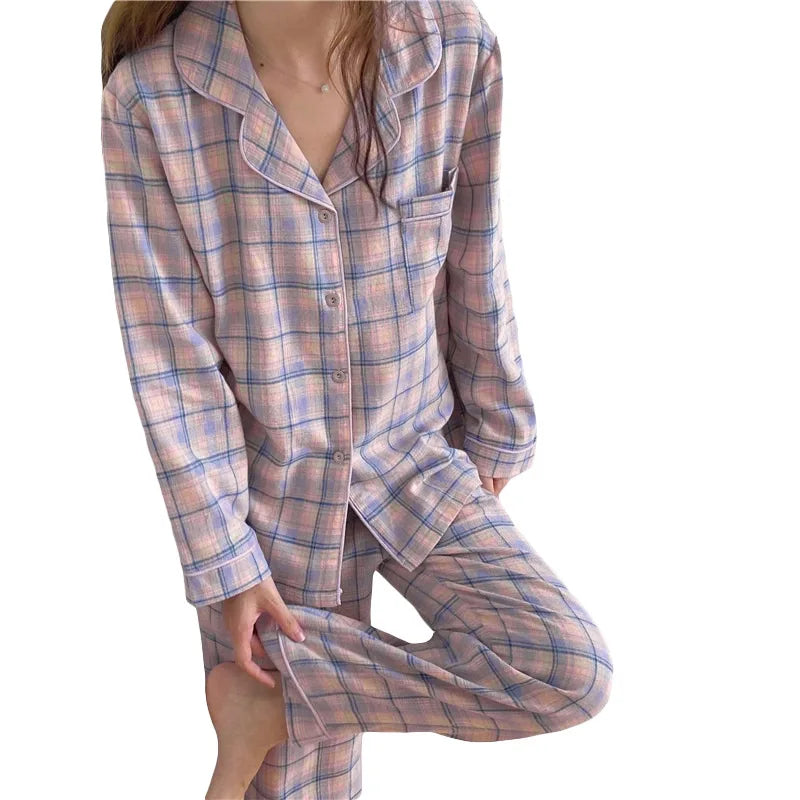 Spring & Autumn Women’s Pajamas Set – Casual Cardigan Home wear for Girls & Students