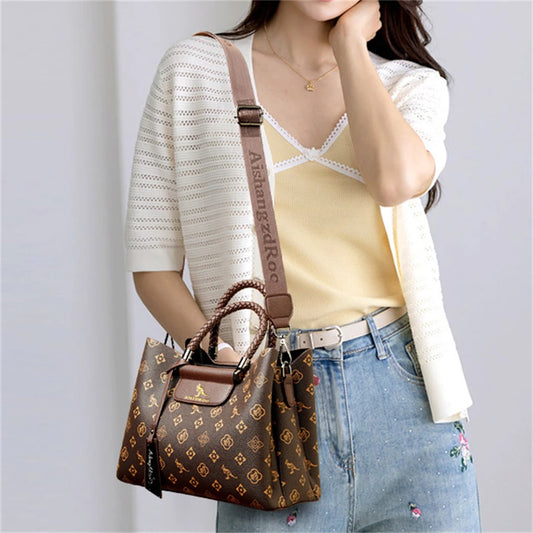 Elegant Women's Handbag Unique Handle Design Featuring a Stylish Pattern Spacious Interior Adjustable Strap Functionality