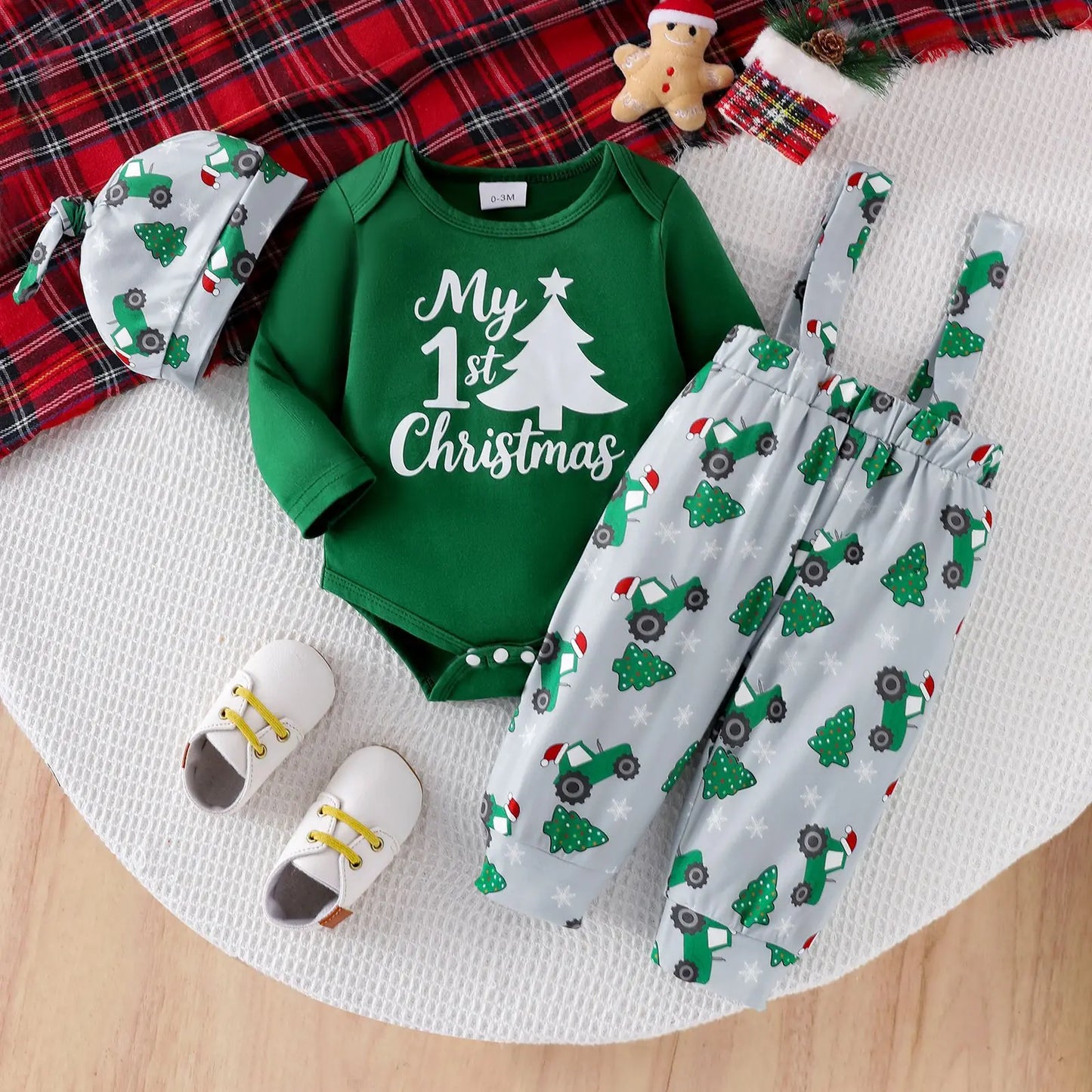 Ceeniu My First Halloween Baby Outfit – Boys Long Sleeve Letter Romper with Suspender Pants & Hat, Newborn Costume