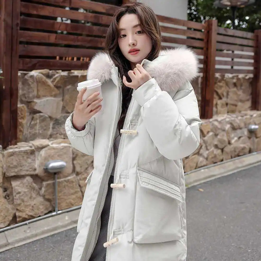 Winter Women’s Hooded Down Parka – Windproof Warm White Duck Down Commuter Jacket