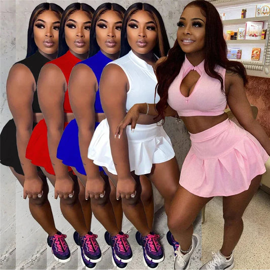 Women’s Streetwear Crop Top & Skirt Set – Sporty Two-Piece Matching Outfit for Club, Party & Casual Wear