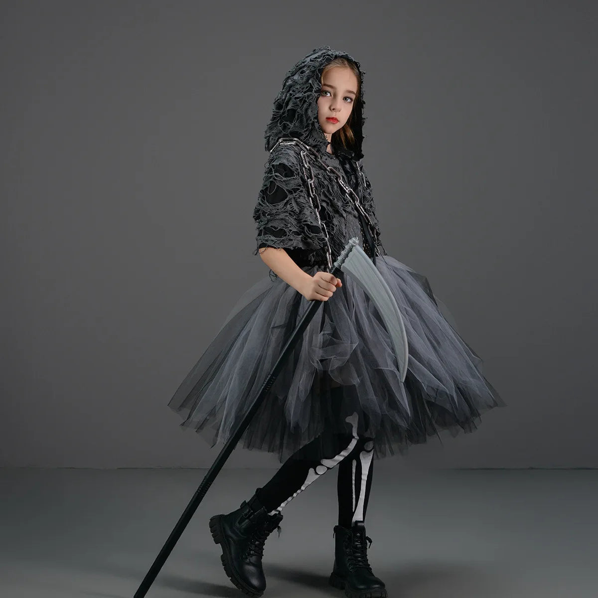 2025 Halloween Girls Demon & Death Costume – Medieval Hooded Cloak for Horror Cosplay and Party Fancy DressHalloween, Girls Costume, Demon Costume, Death Costume, Horror Costume