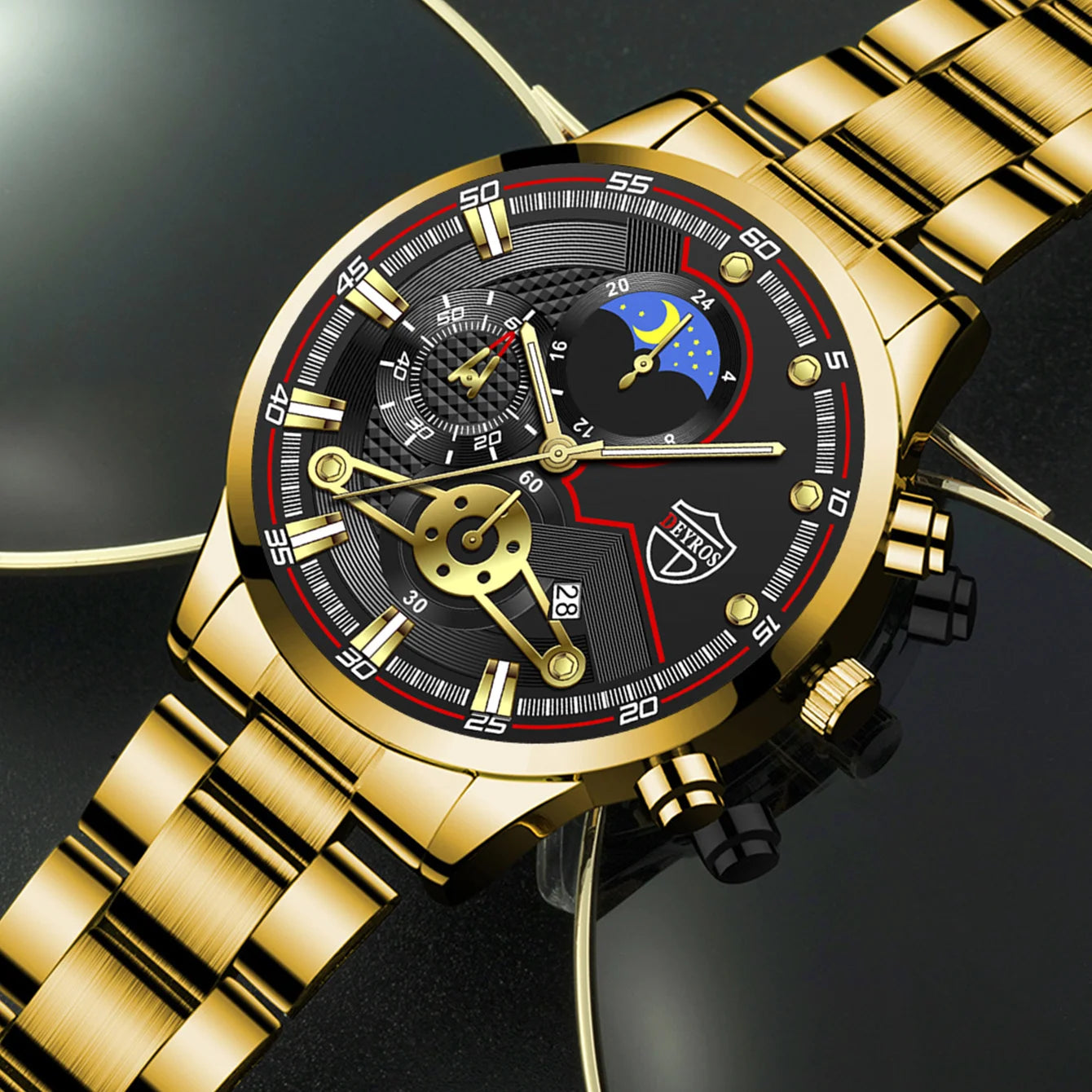 Men’s Luxury 3-Piece Stainless Steel Quartz Watch – Business & Sport Full Calendar Wristwatch