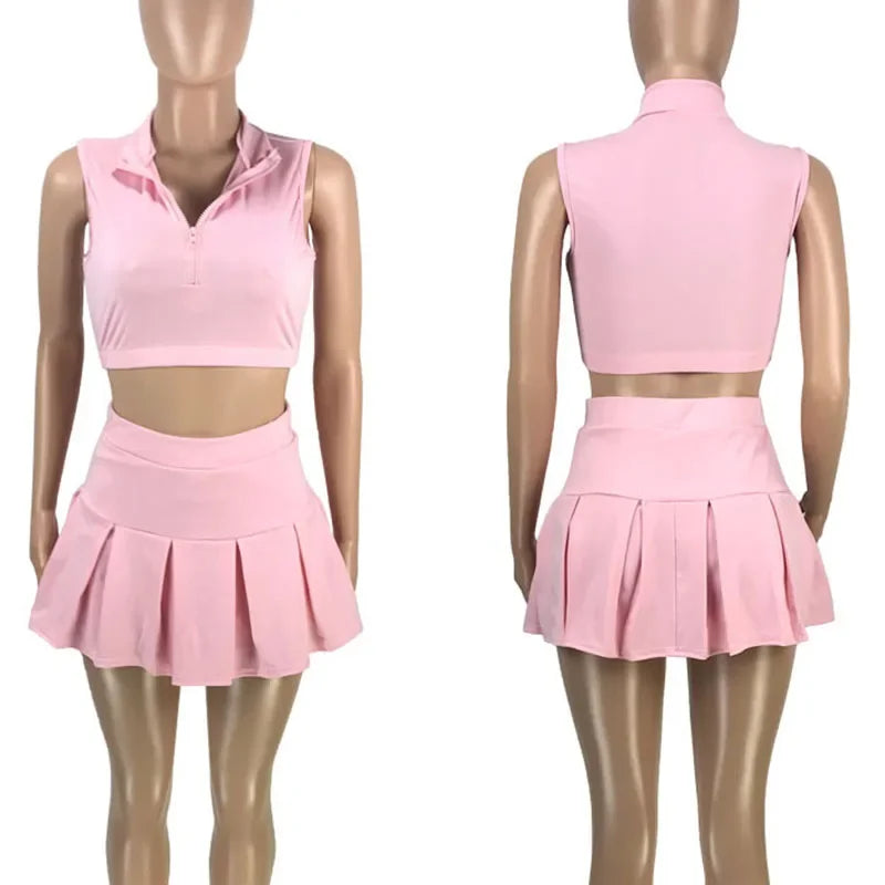 Women’s Streetwear Crop Top & Skirt Set – Sporty Two-Piece Matching Outfit for Club, Party & Casual Wear