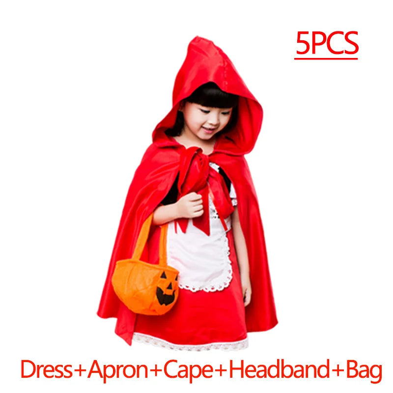 2025 Halloween Girls Costume – Scarlet Witch, Vampire, Devil & Ghost Carnival Party Dress-Up Hooded Cosplay Outfit