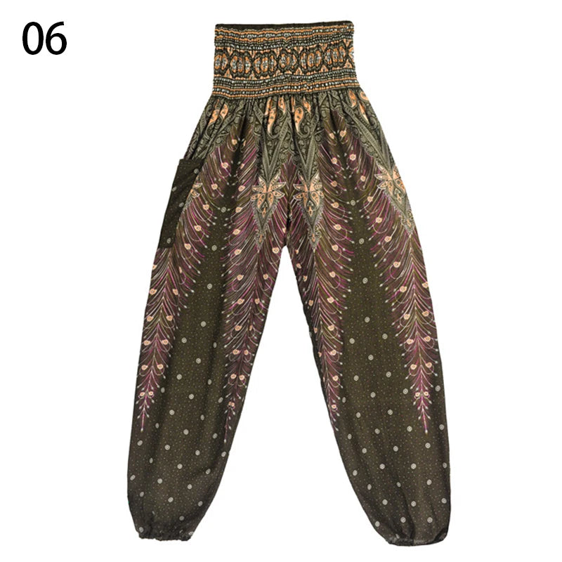 Women’s Thai Harem Pants – High Waist Baggy Yoga Bloomers | Summer Beach Wide-Leg Lantern Trousers