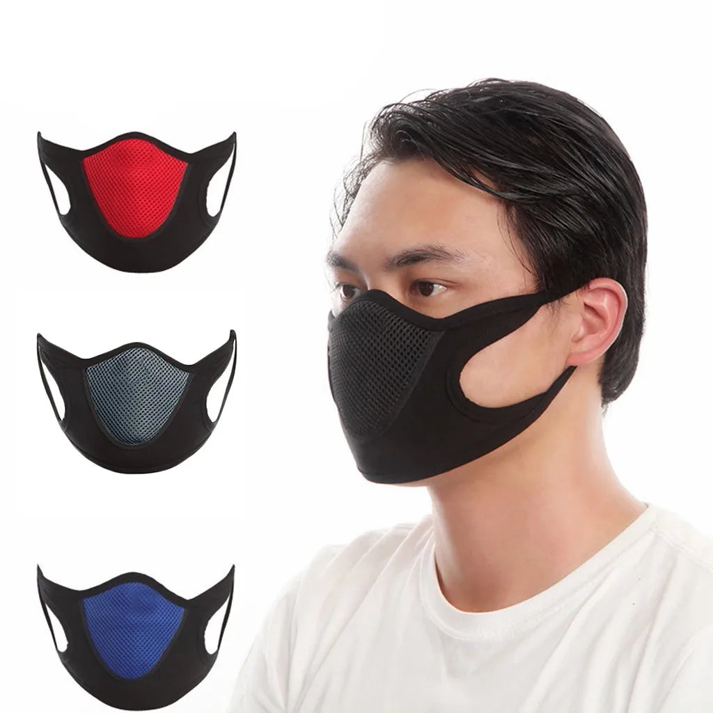 Men’s Black Mesh Breathable Face Mask – Washable & Reusable 3D Protective Mouth Cover for Daily Use or Party Wear