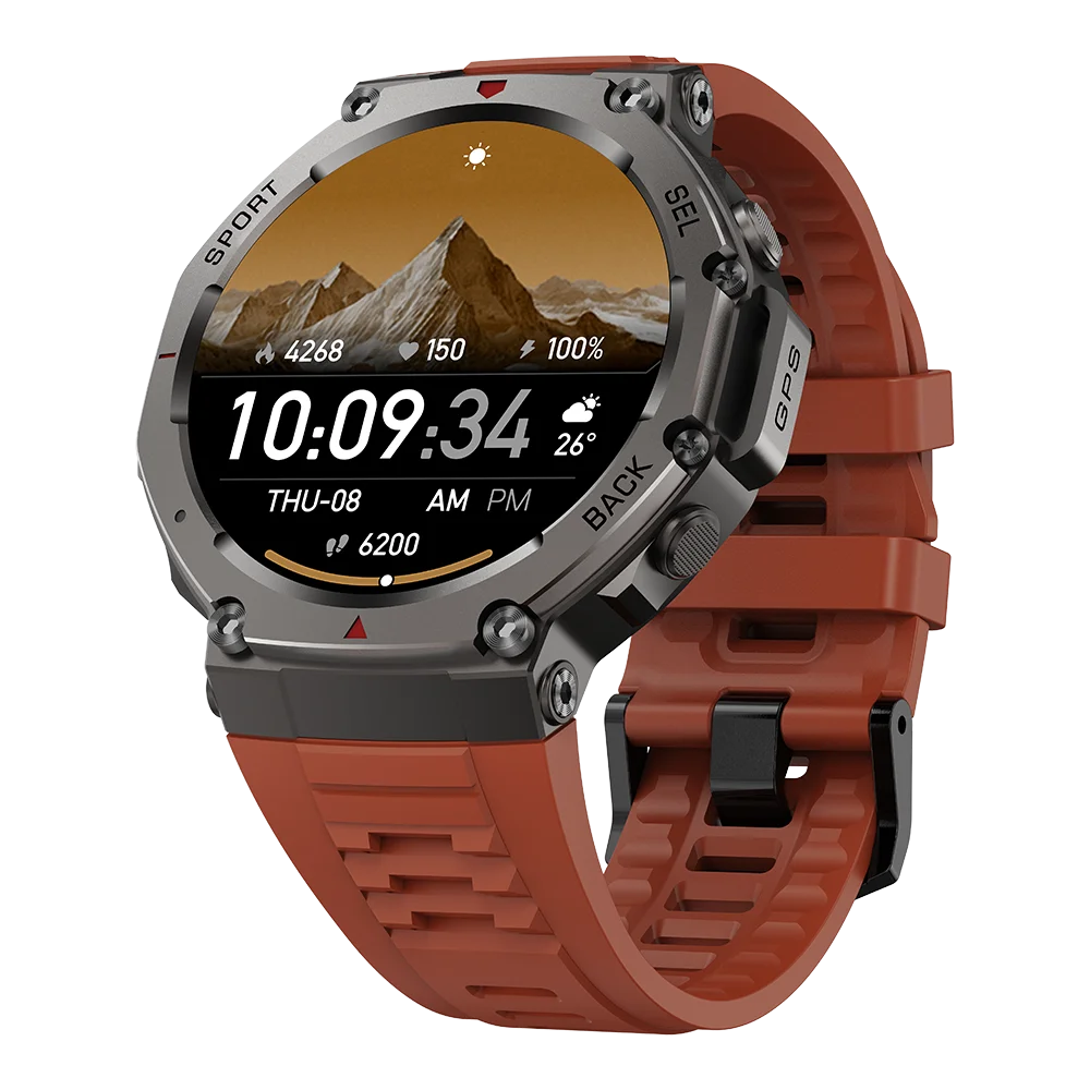 T-Rex 3 GPS Smart Watch – AMOLED Touch Screen 5ATM Waterproof Outdoor Fitness Smartwatch with Compass for Men (Compatible with Xiaomi)