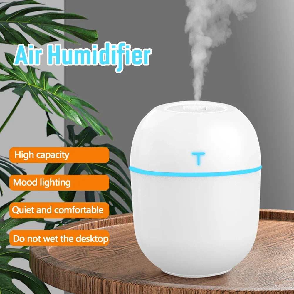 220ml Mini USB Air Humidifier – Ultrasonic Essential Oil Diffuser & Car Purifier with LED Night Light