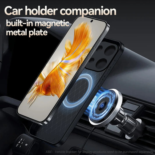 Magnetic Car Holder Leather Case for Xiaomi Redmi Note 13 Pro / 13 Pro Plus 5G – TPU Bumper Protective Cover