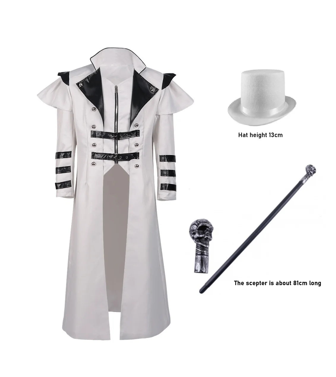 2025 Halloween Medieval Cosplay Costume – Stage Performance Outfit with Split Windbreaker, Hat, and Scepter for Palace Banquet