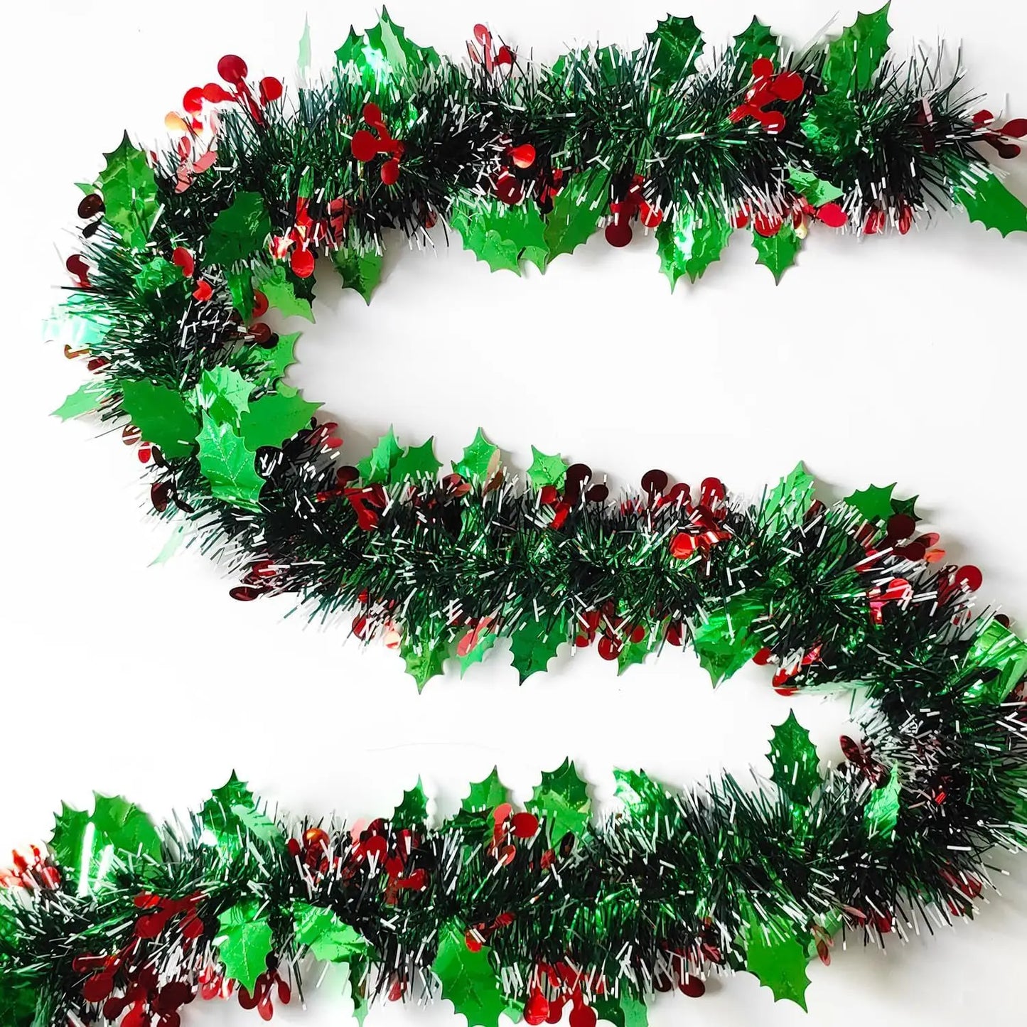 Christmas Tinsel Garland – Shiny Metallic Tree Decoration for Home & Living Room