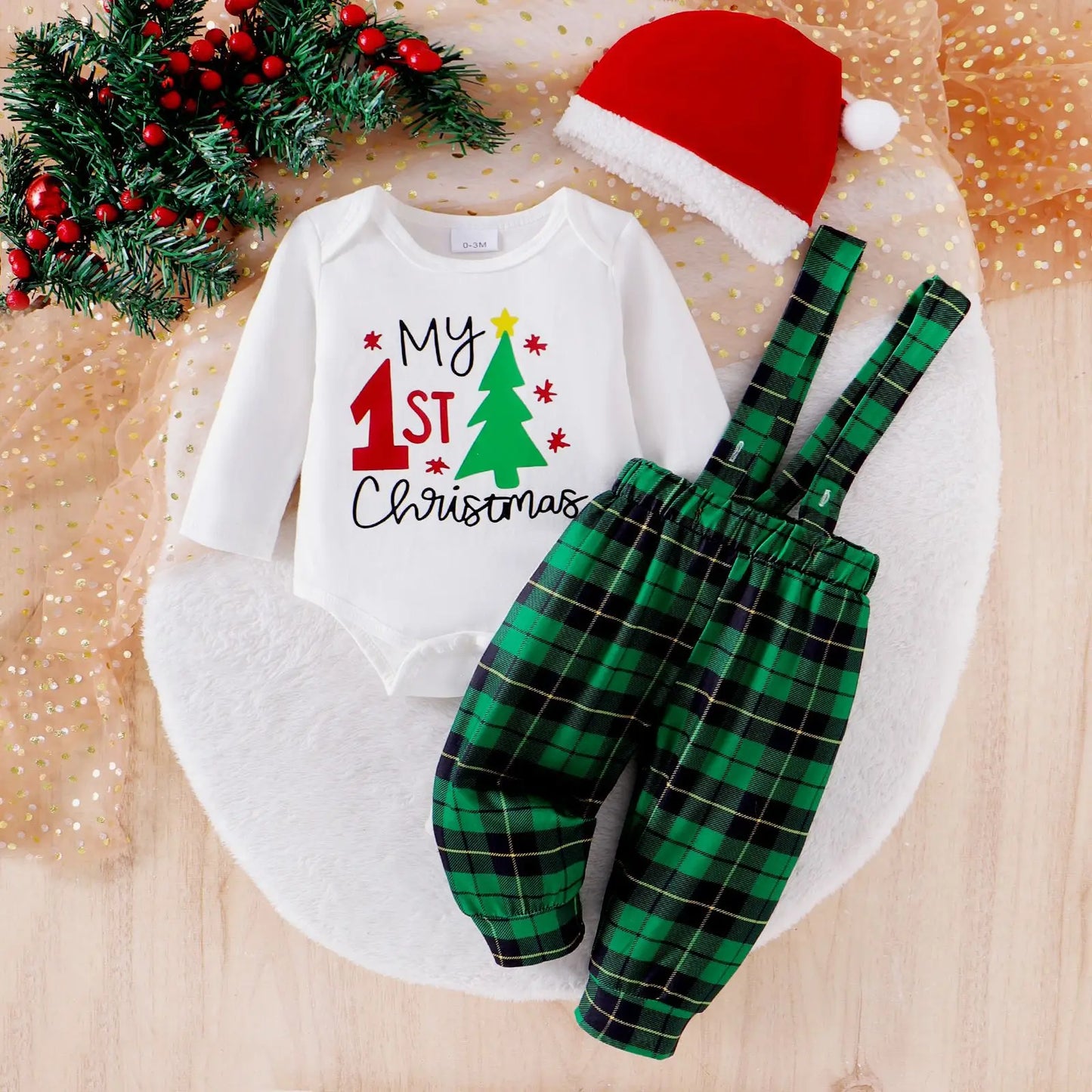 Ceeniu My First Halloween Baby Outfit – Boys Long Sleeve Letter Romper with Suspender Pants & Hat, Newborn Costume