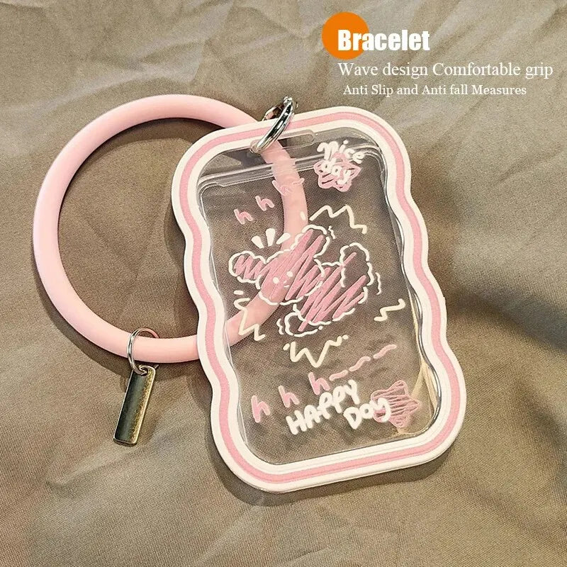 1PC Cute Acrylic ID Card Holder with Lanyard – For Student, Work, Campus, Bus, and Access Control Cards