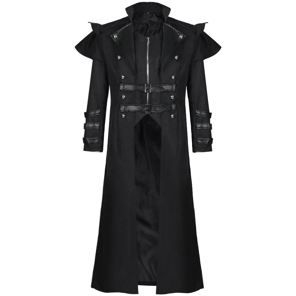 2025 Halloween Medieval Cosplay Costume – Stage Performance Outfit with Split Windbreaker, Hat, and Scepter for Palace Banquet