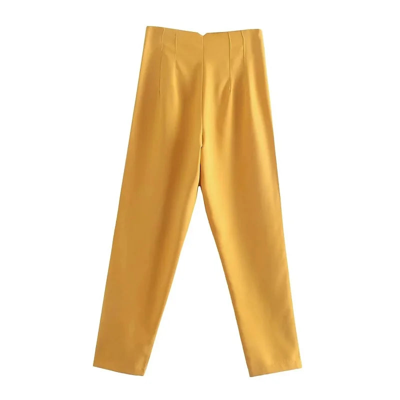 MUJER High-Waist Office Pants – Women’s Formal Pencil Trousers in Black, Pink & White