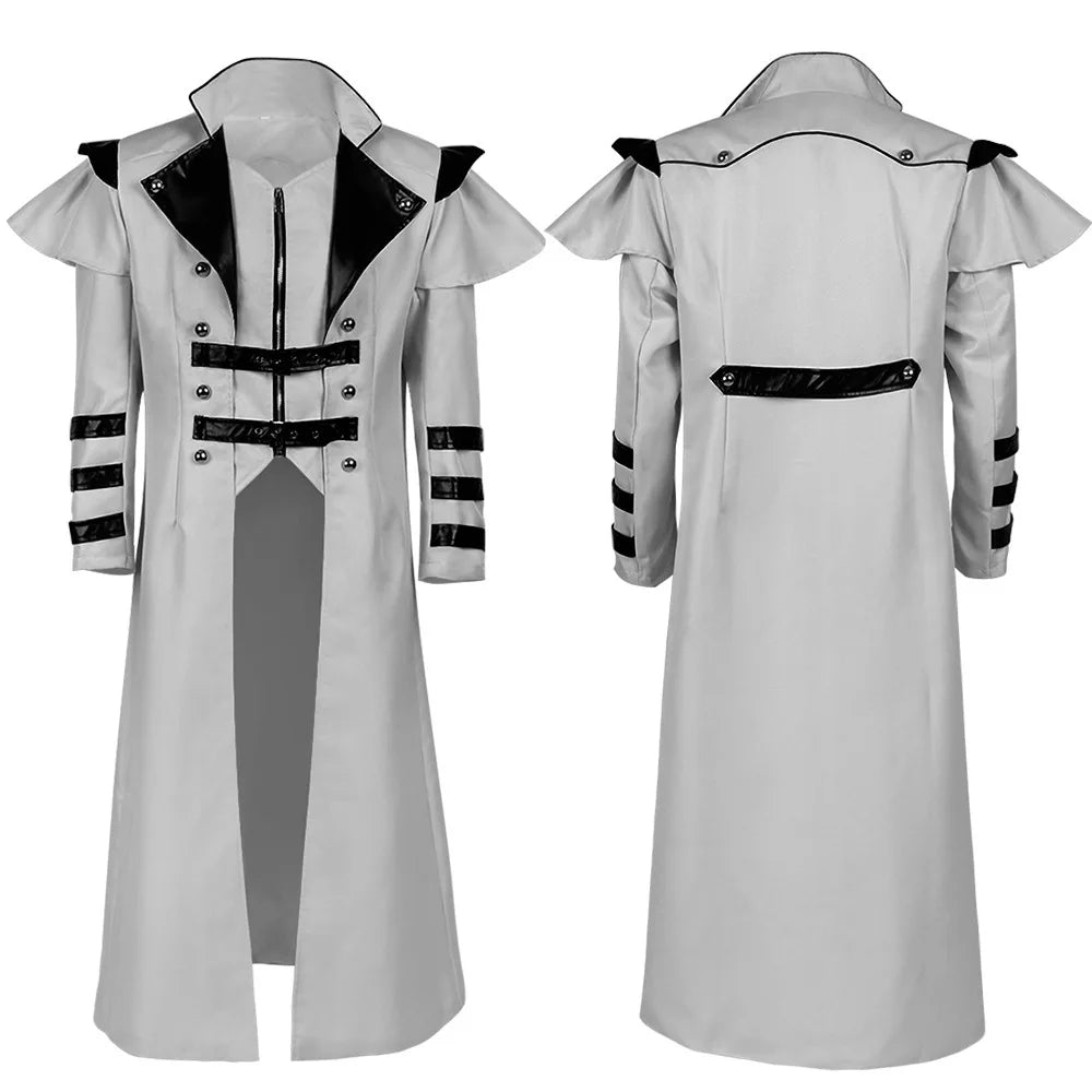 2025 Halloween Medieval Cosplay Costume – Stage Performance Outfit with Split Windbreaker, Hat, and Scepter for Palace Banquet