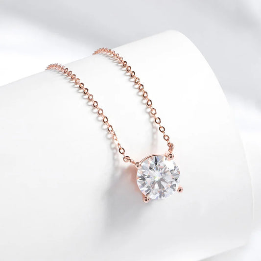 Smyoue 1โ5CT Moissanite Pendant Necklace D Color 925 Sterling Silver Rose Gold for Women