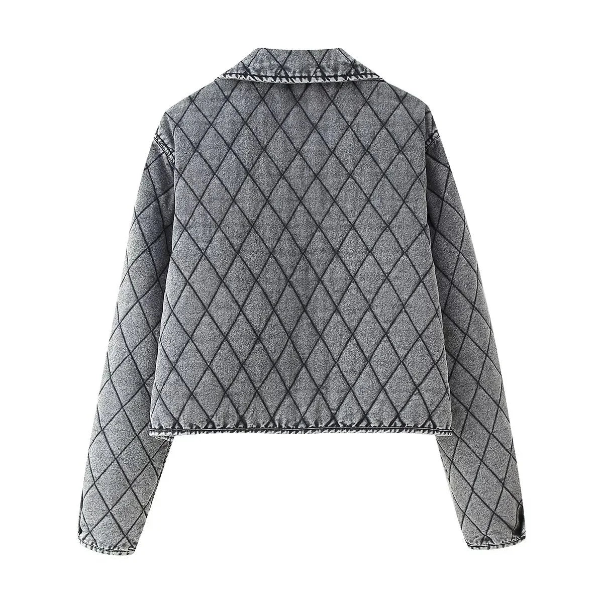 Women’s Quilted Denim Coat – Washed Cowboy Jacket with Bow Decoration | Spring/Summer Casual Fashion