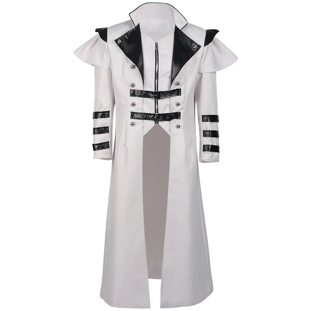 2025 Halloween Medieval Cosplay Costume – Stage Performance Outfit with Split Windbreaker, Hat, and Scepter for Palace Banquet