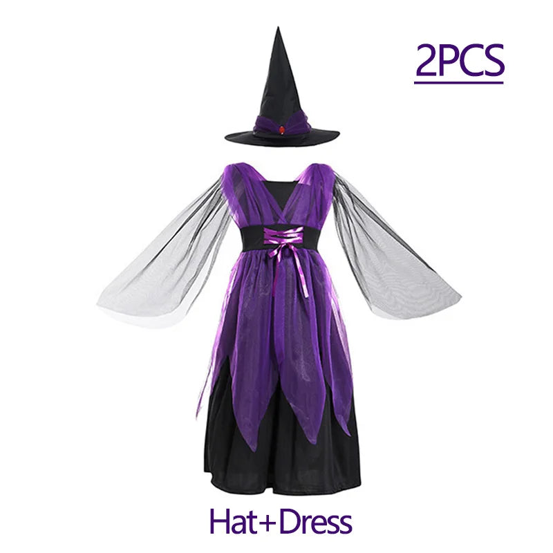 2025 Halloween Girls Costume – Scarlet Witch, Vampire, Devil & Ghost Carnival Party Dress-Up Hooded Cosplay Outfit