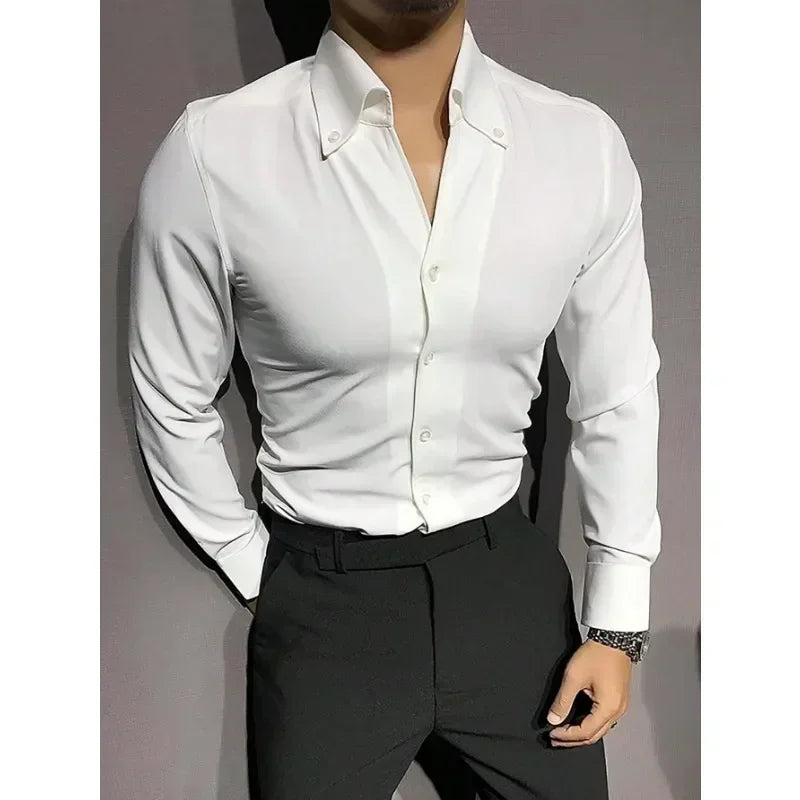 Men’s 4-Color Long Sleeve Polo Shirt – Casual Breathable Lapel T-Shirt for Everyday Wear