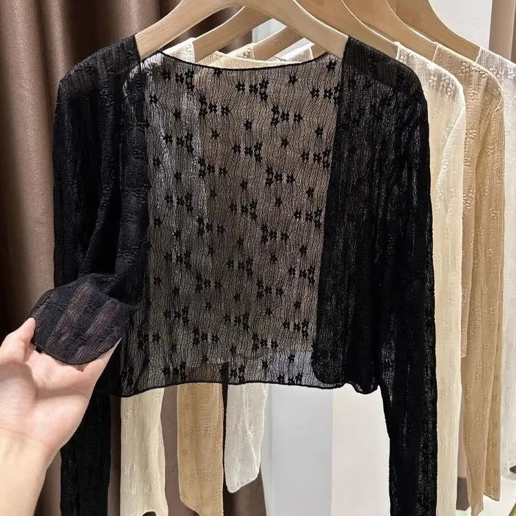 Women’s Fashion Shiny Cardigan – Summer Cozy Shrug | Youthful, Breathable, Casual Streetwear 2025