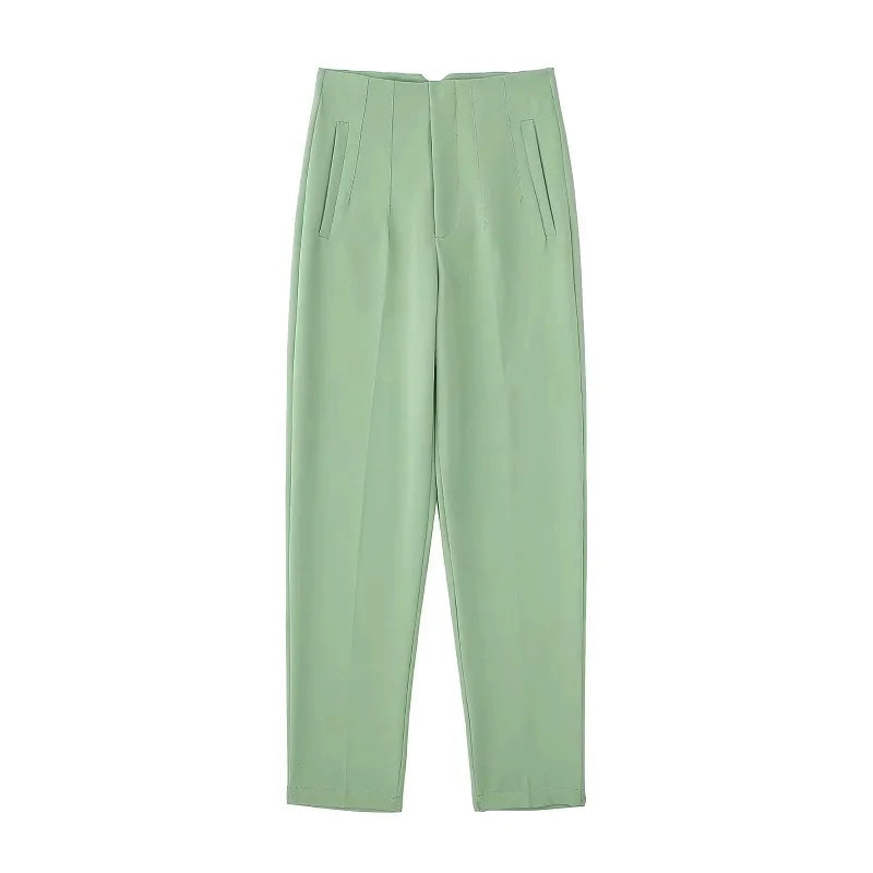 MUJER High-Waist Office Pants – Women’s Formal Pencil Trousers in Black, Pink & White