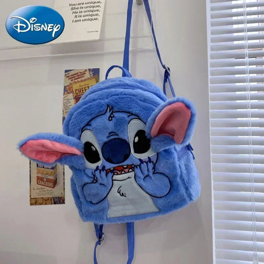 Disney 3D Cartoon Plush Backpack – Cute Mini Bag for Women & Kids with Large Capacity