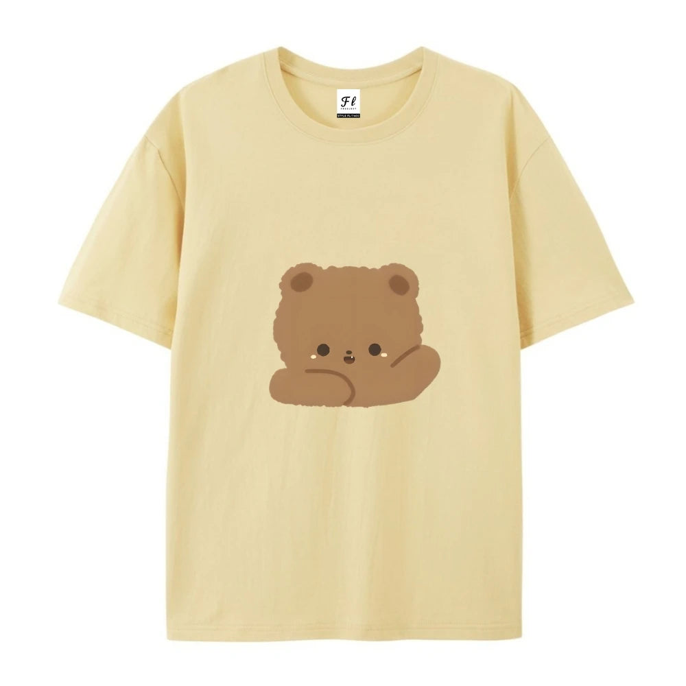 2025 New Y2K Women’s Oversized T-Shirt – Cute Bear Print Cotton Summer Top, Loose Fit Streetwear
