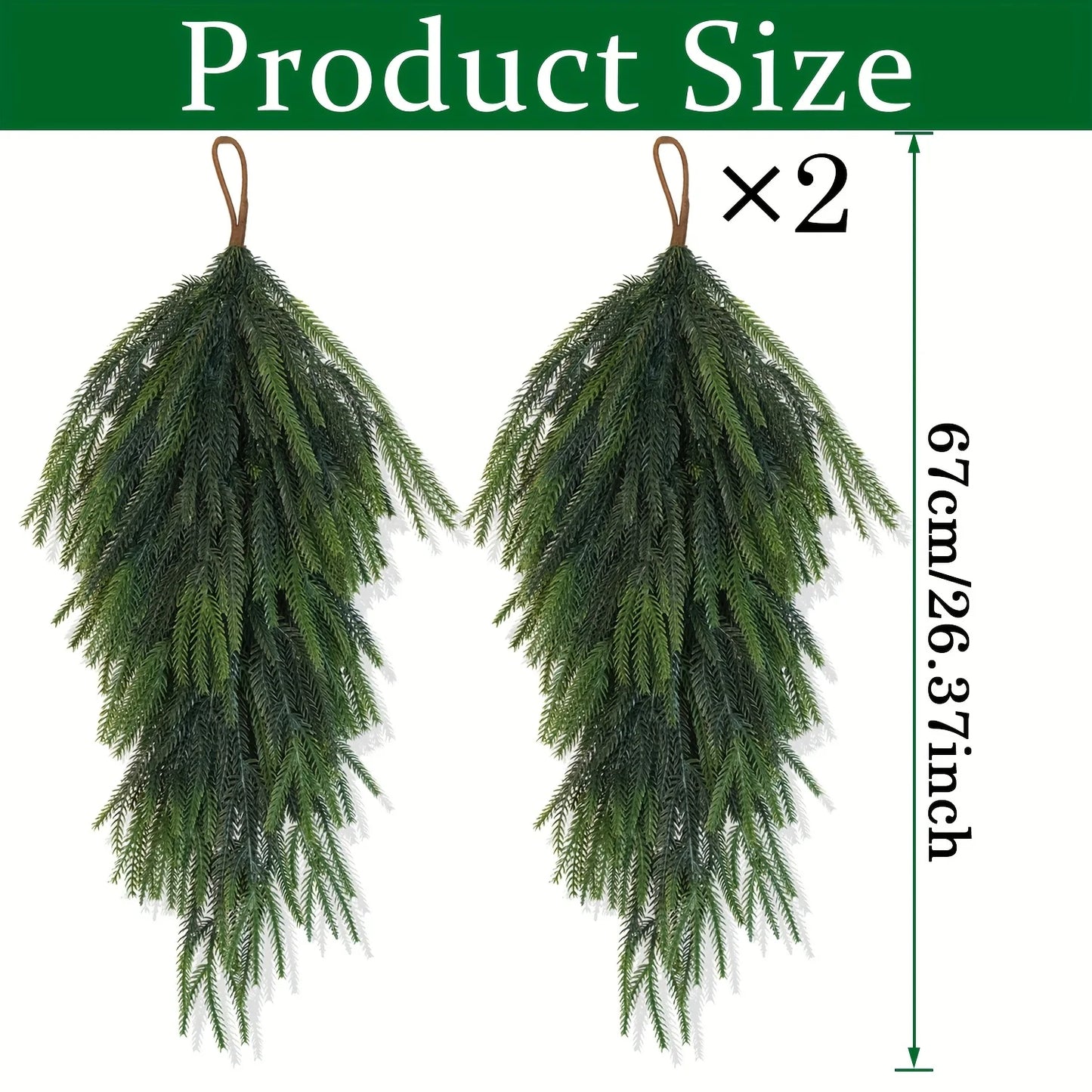 Artificial Pine Needle Teardrop Wreath – Norfolk Green Door Decor for Outdoor Christmas Decoration