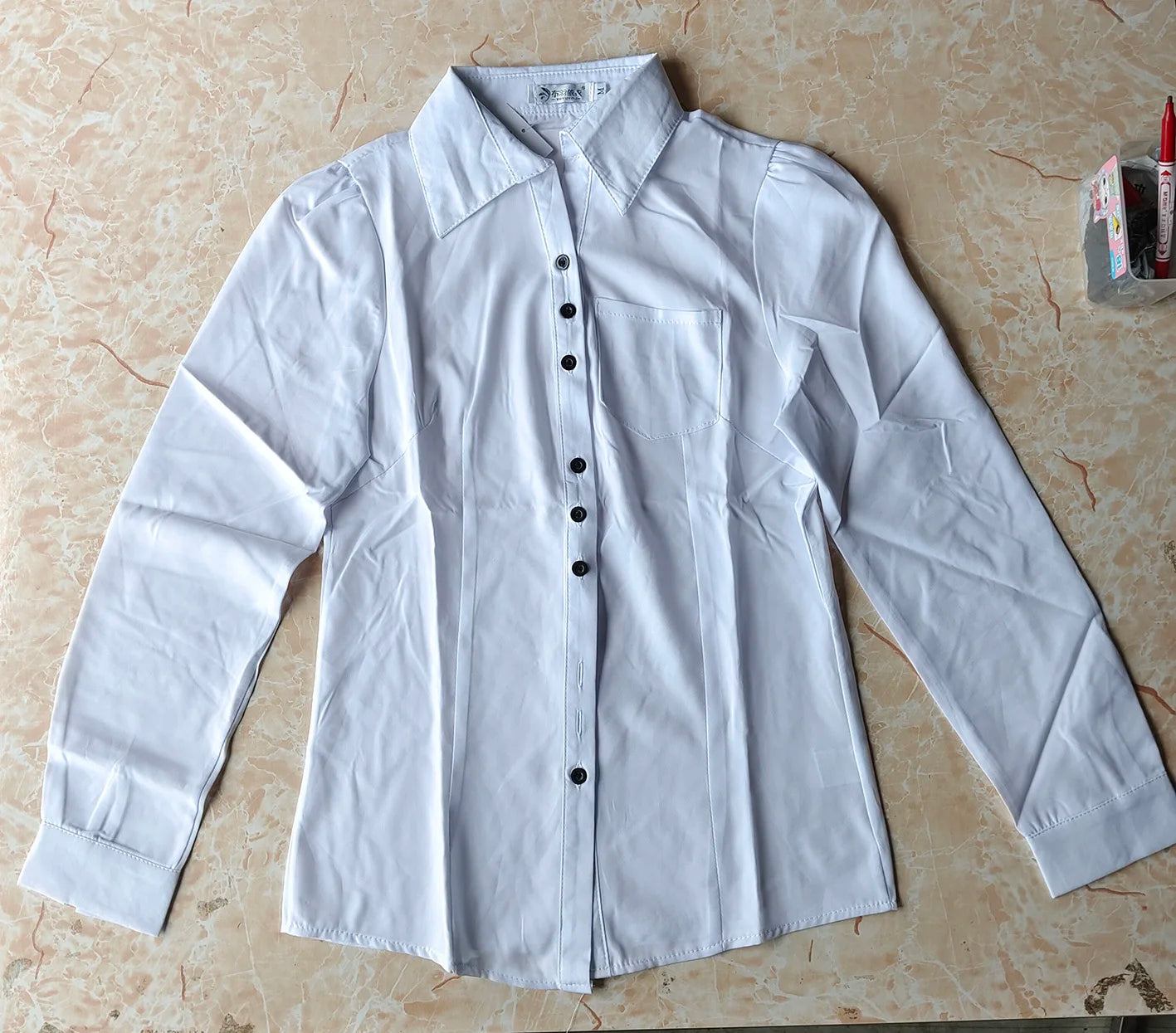 Women’s White Chiffon Blouse – Long Sleeve V-Neck Formal Shirt for Autumn