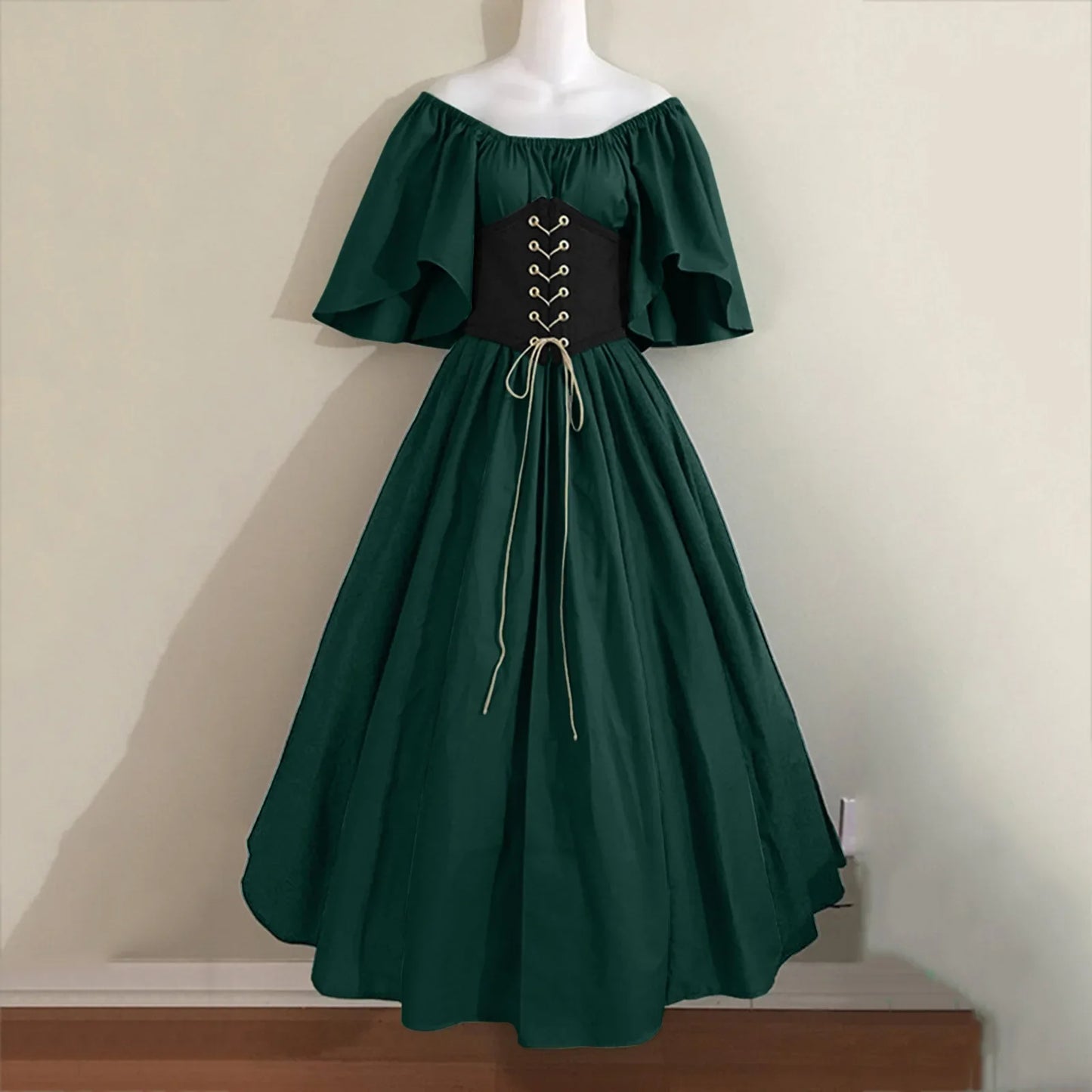 2025 Halloween Women’s Medieval Cosplay Costume – Retro Slim Swing One-Shoulder Dress for Love Live & Party