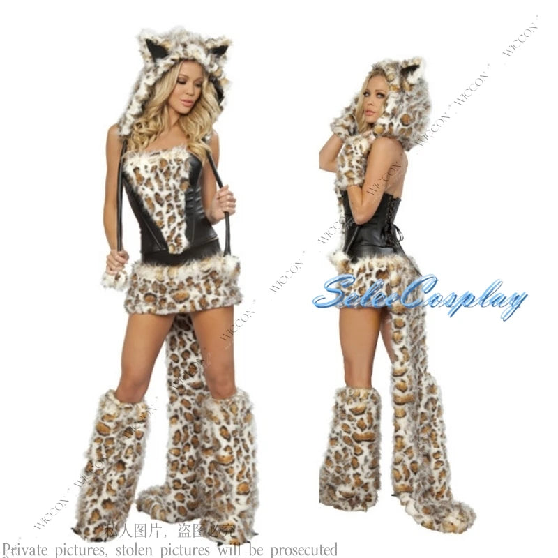 Women’s Fox Cosplay Costume Set – Halloween Party Outfit with Top, Skirt, Hat, Gloves & Tail