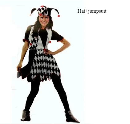 2025 Halloween Adult Cosplay Costume – Funny Clown Outfit with Hat for Men & Women, Carnival Dress-Up Party Set